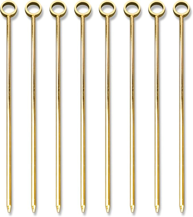 PuTwo Stainless Steel Metal Martini Picks, 4" Pack of 8 in Gold | Amazon (US)