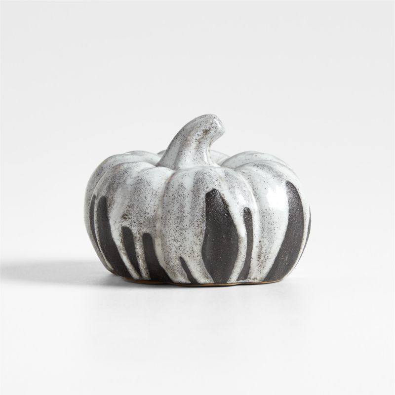 White Ceramic Drip Glazed Pumpkin Small + Reviews | Crate & Barrel | Crate & Barrel