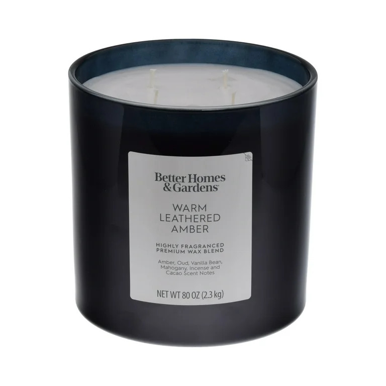 Better Homes & Gardens Warm Leathered Amber Scented 4-Wick 80oz (2.26 kg) Large Oversized Jar Can... | Walmart (US)