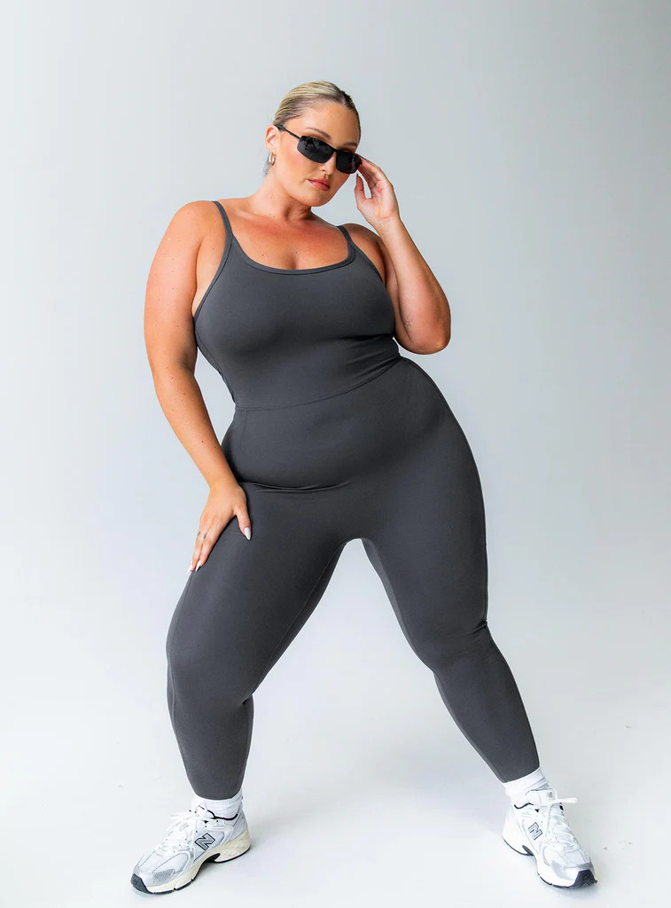 Go Getter Activewear Jumpsuit Grey Curve | Princess Polly US