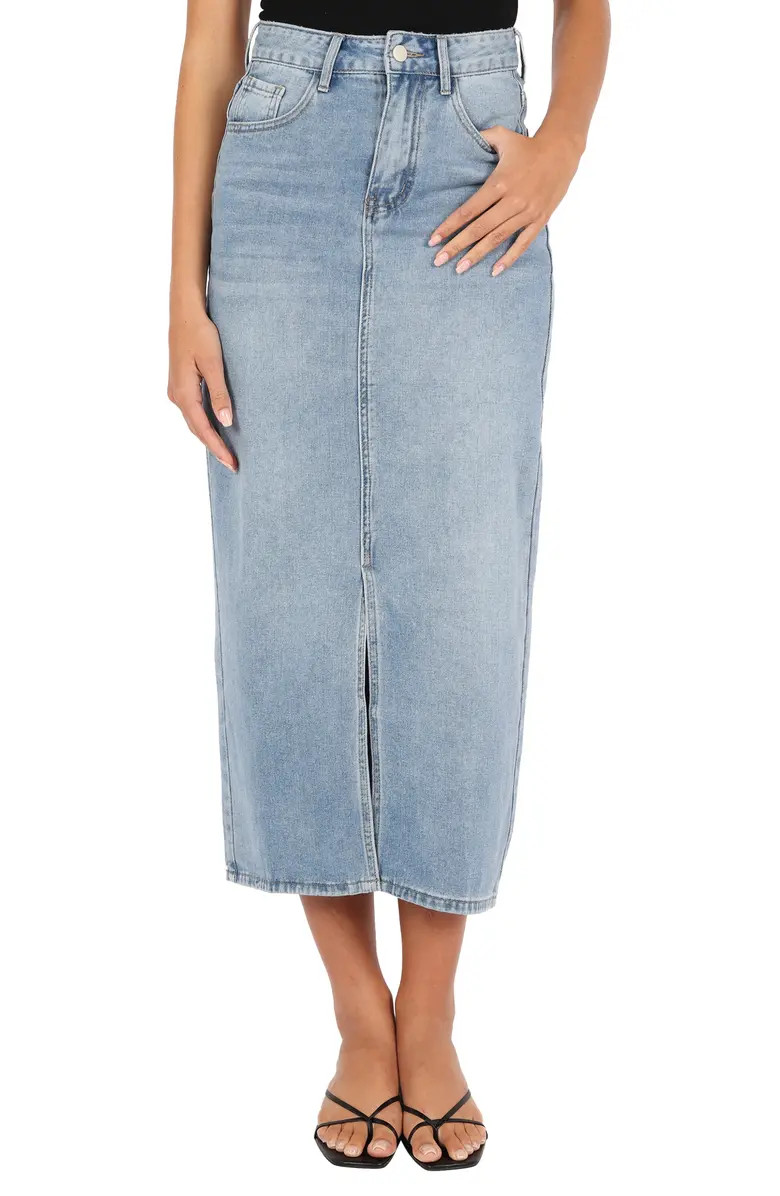 Dana Front Slit Denim Midi Skirt | Nordstrom
