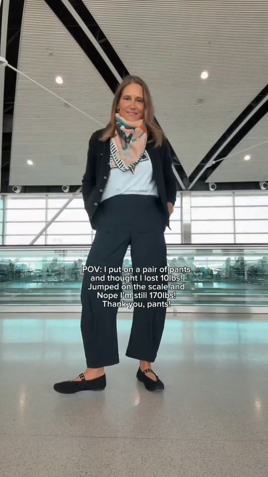 Here’s a little travel outfit inspiration from me to you! These pants are so comfortable while still feeling flattering and slimming, which is exactly what I want for a long travel day. I paired them with a simple tee, a soft cardigan, and a silk scarf to make the whole look feel a little more styled without sacrificing comfort.

#LTKSeasonal #LTKMidsize #LTKOver40