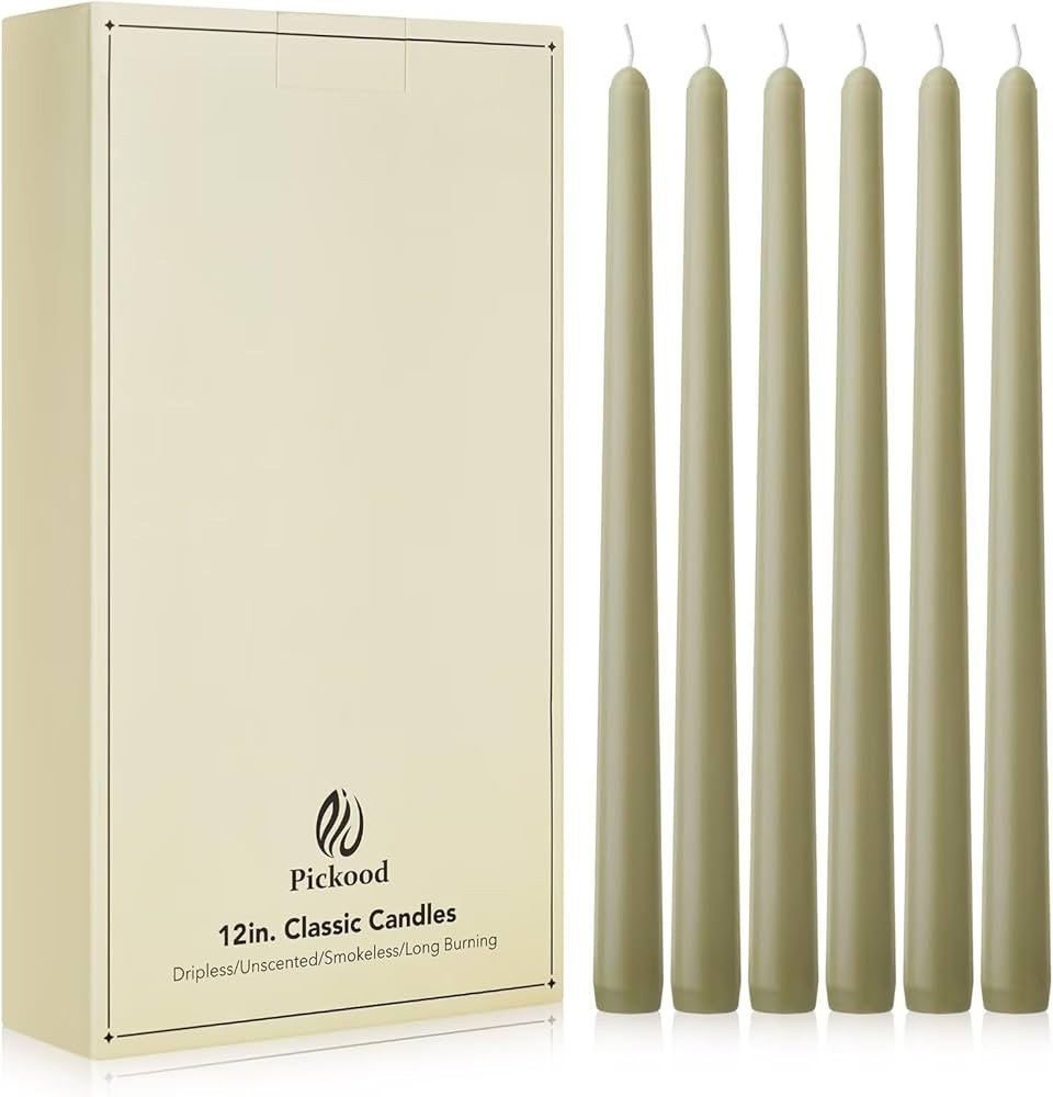 New Burning Formula Unscented Dripless 12-Inch Taper Candles Set of 12 - Sage Green, for Wedding,... | Amazon (US)