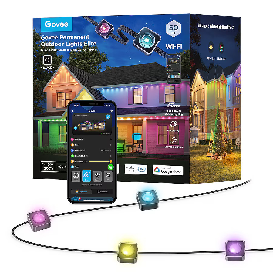 Govee 50-ft Plug-in Black Indoor/Outdoor String Light with Color changing -Light LED Mini Bulbs B... | Lowe's