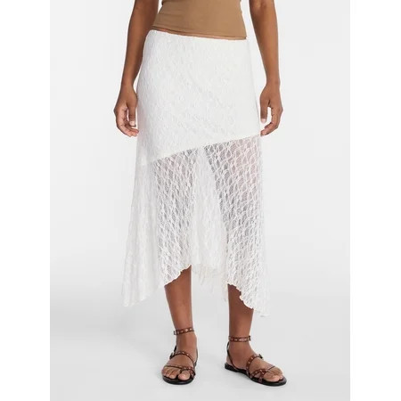 No Boundaries Asymmetrical Lace Midi Skirt Women s XXS-XXL | Walmart (US)
