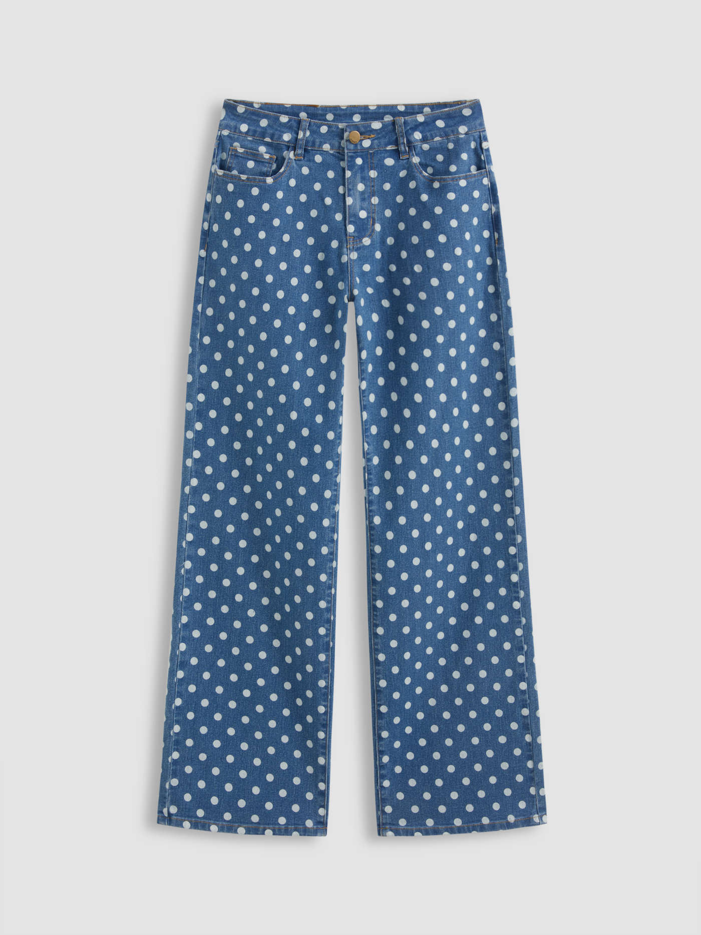 Cider Denim Low Rise Polka Dots Straight Leg Jeans | Cider