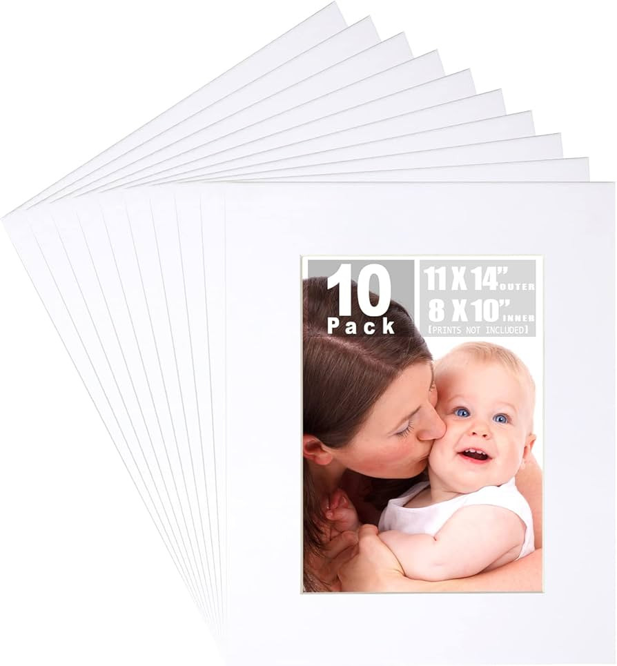 Betus 11x14 White Picture Mats, Acid Free, 1/16 Inches Thickness, White Core Bevel Cut Frame Matt... | Amazon (US)