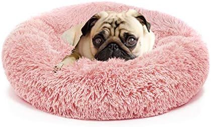Puppy Bed for Small Dogs Pink Small Pet Bed Washable Calming Faux Fur Burrow Doggie Beds for Chih... | Amazon (US)