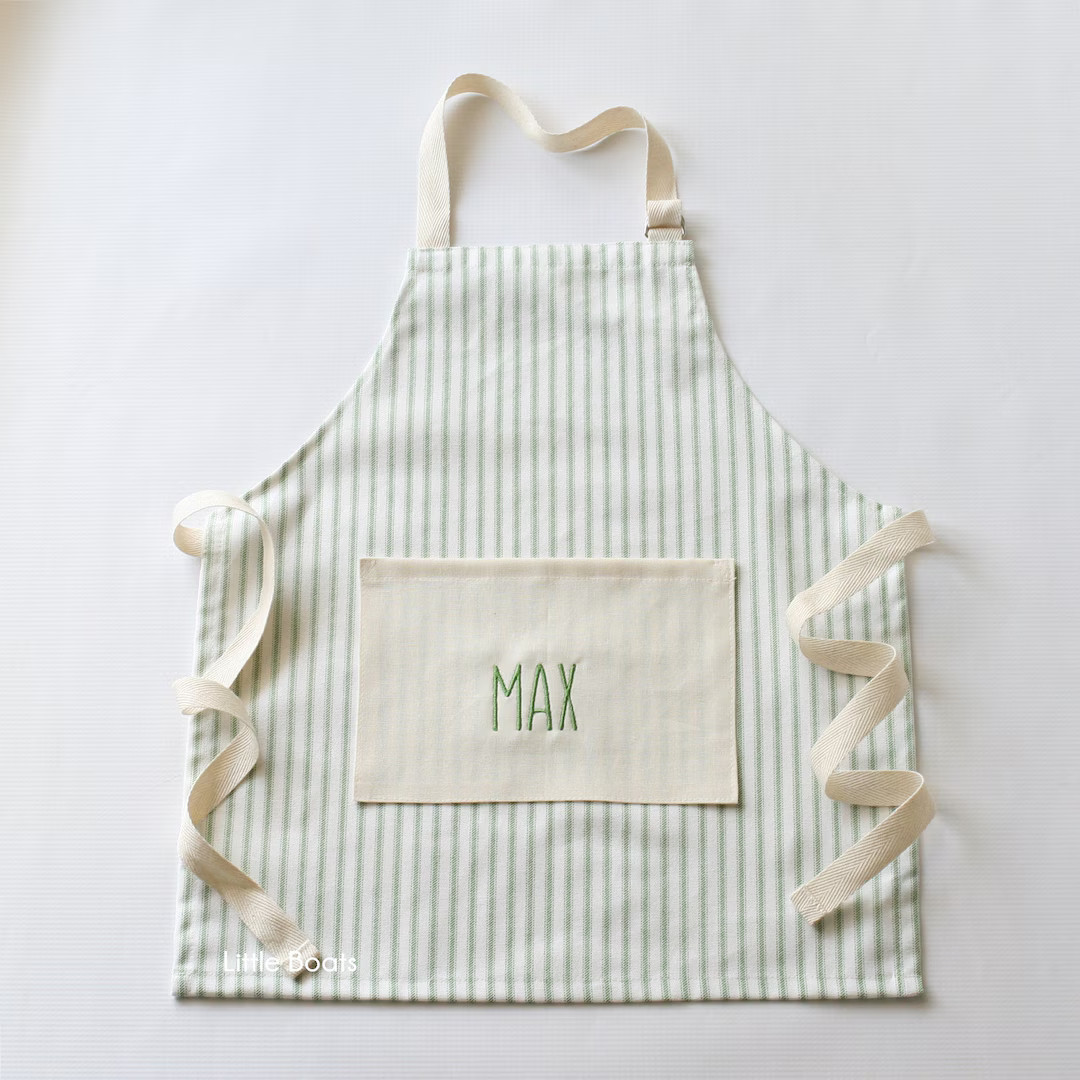 Personalized Kids Stripe Apron, Farmhouse Child Apron, Toddler Apron, Cooking Apron, Pretend Play... | Etsy (US)