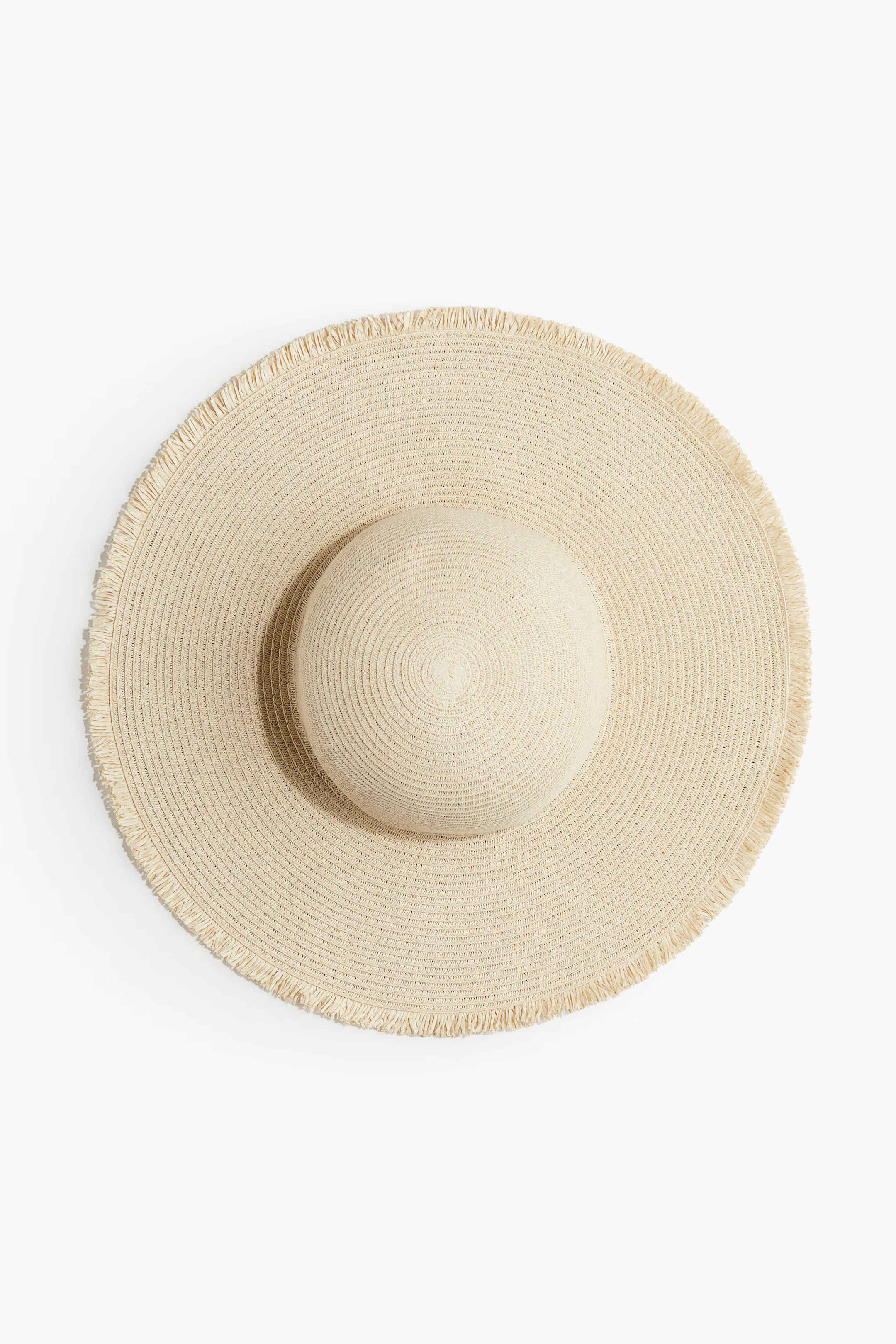 Frayed-edge straw hat - Light beige - Ladies | H&M GB | H&M (UK, MY, IN, SG, PH, TW, HK)