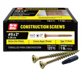 Grip-Rite #8 x 2-in Yellow zinc Interior Wood screws ( 127 -Per Box ) Lowes.com | Lowe's