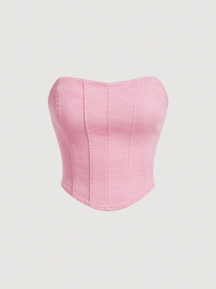 SHEIN MOD Women'S Zipper Back Denim Camisole Top With Open Front | SHEIN