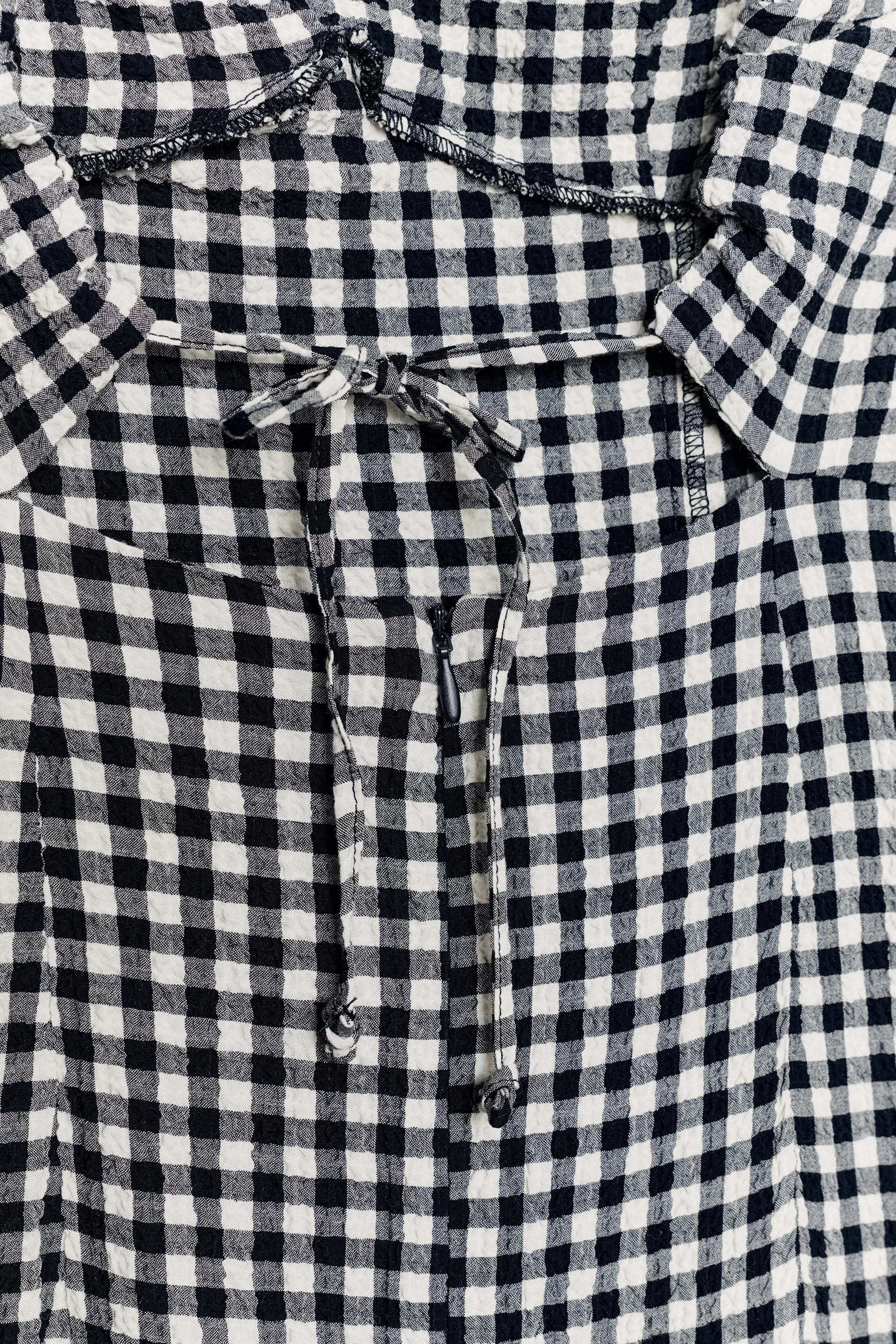 FITTED GINGHAM MIDI DRESS | Zara US