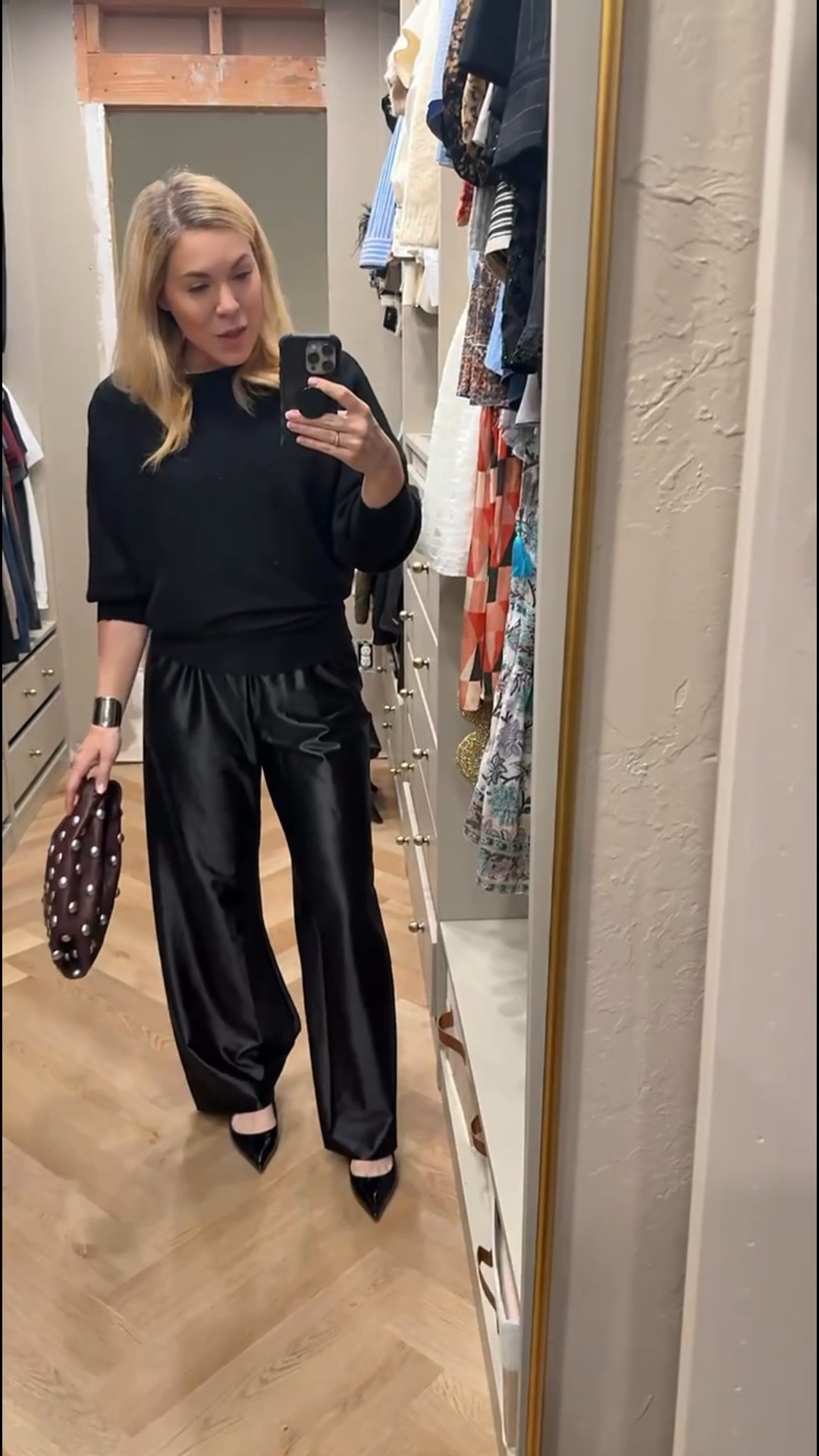 Party outfit 
ALC bag
Studded bag
Satin pants 

#LTKHoliday #LTKFindsUnder50 #LTKgrwm