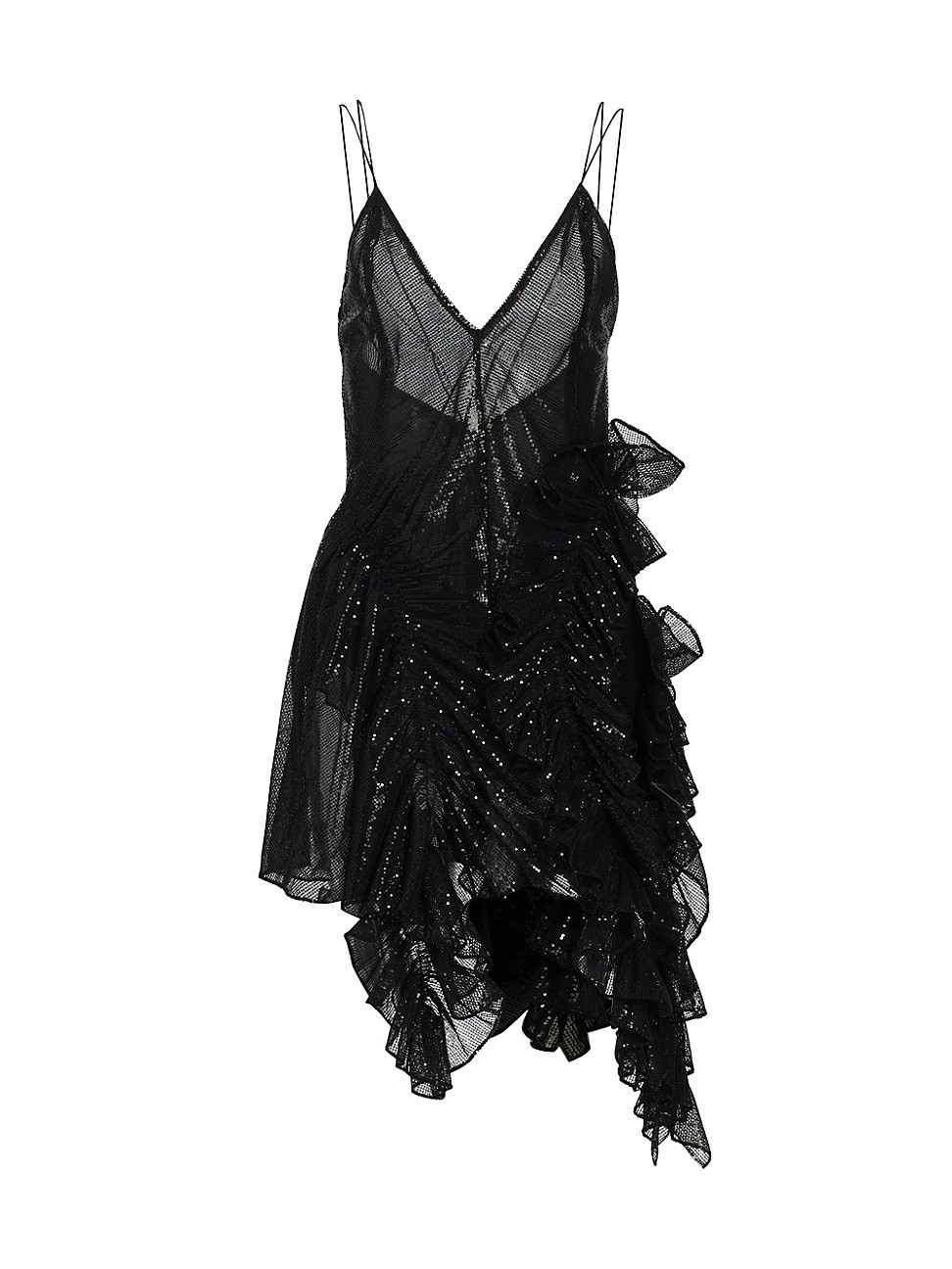 Women's Yves Sequined Ruffle Minidress - Onyx - Size 0 | Saks Fifth Avenue