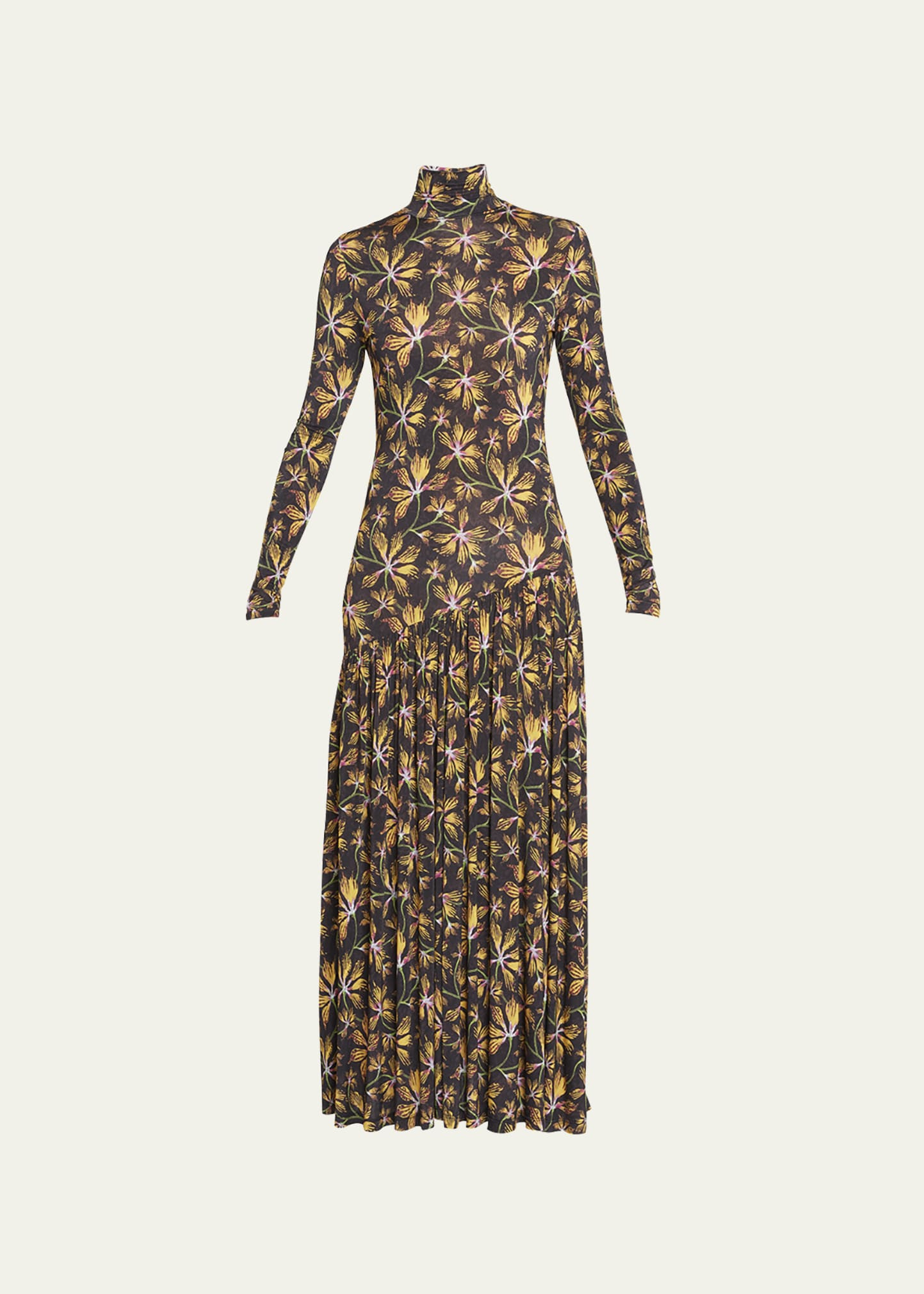 Ulla Johnson Fernanda Floral Pleated Asymmetric Midi Dress | Bergdorf Goodman