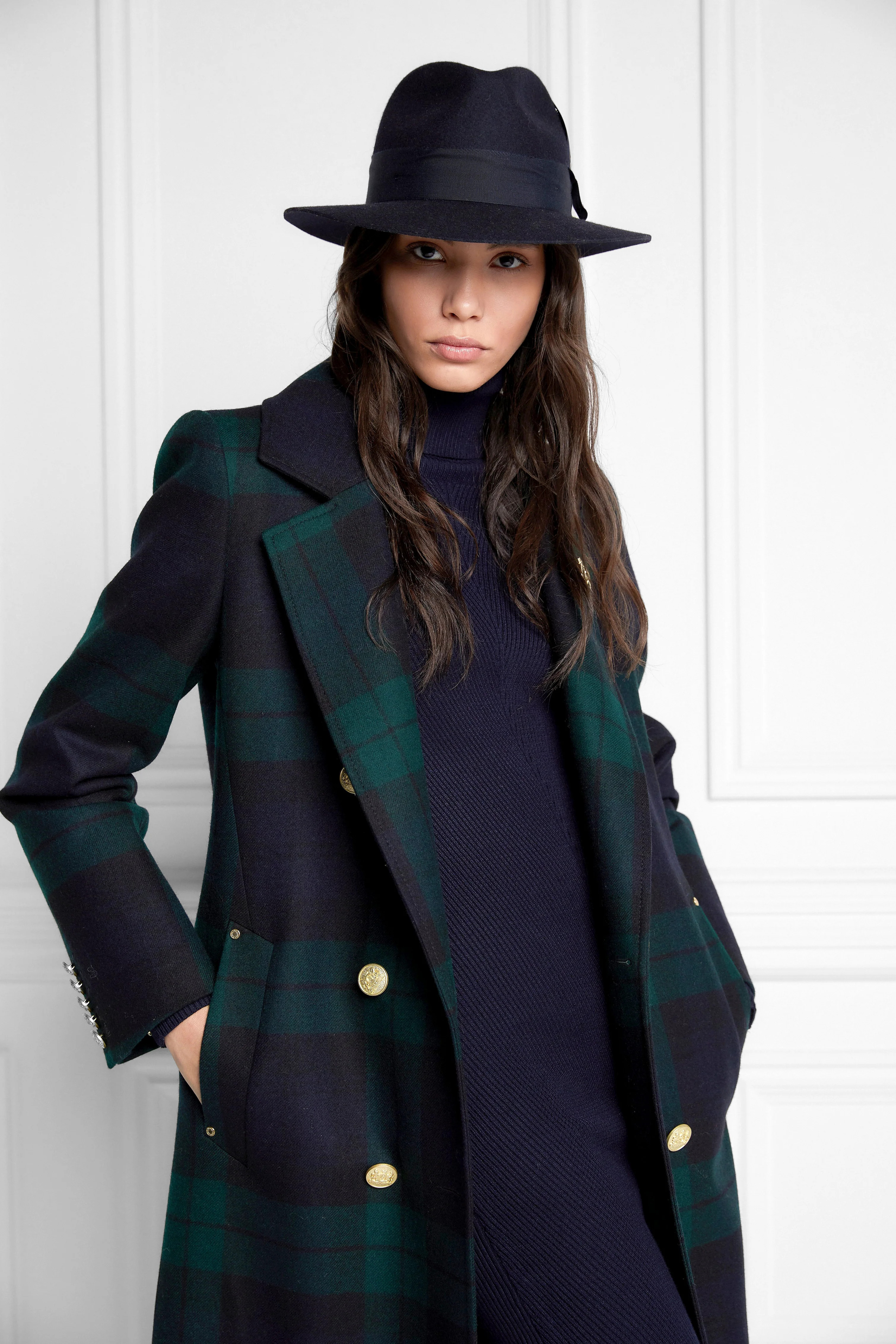 Trilby Hat Spot Feather (Ink Navy) | Holland Cooper