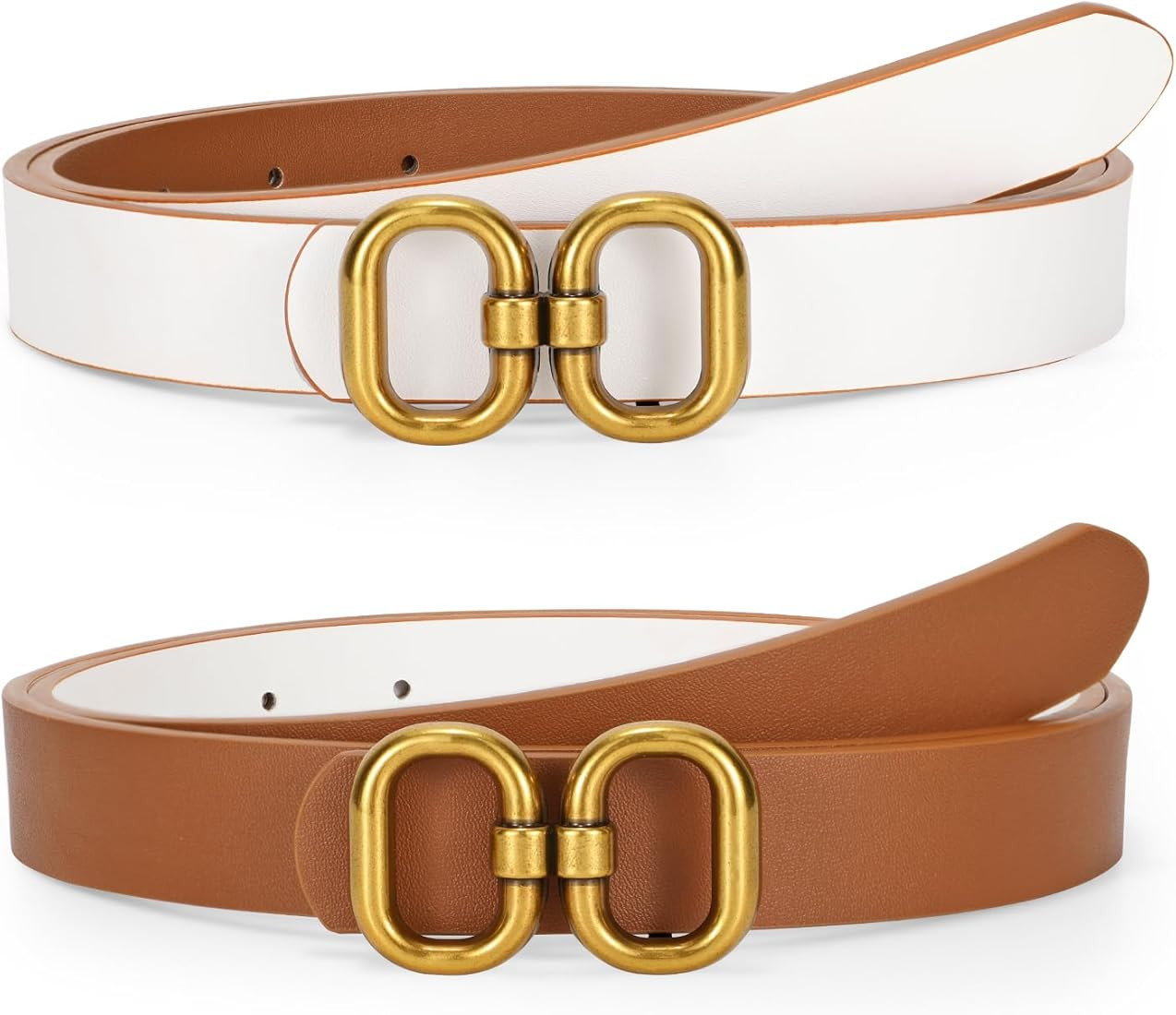 Reversible Leather Belt for Women with Gold Buckle Ladies Leather Belt for Jeans Pants | Amazon (US)