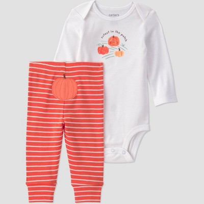 Carter's Just One You® Baby Halloween 2pc Cutest Pumpkin In The Patch Bodysuit and Pants Set - White Newborn | Target