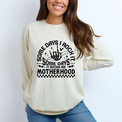 Simply Sage Market I Rock Motherhood Garment Dyed Long Sleeve - S - Ivory | Target