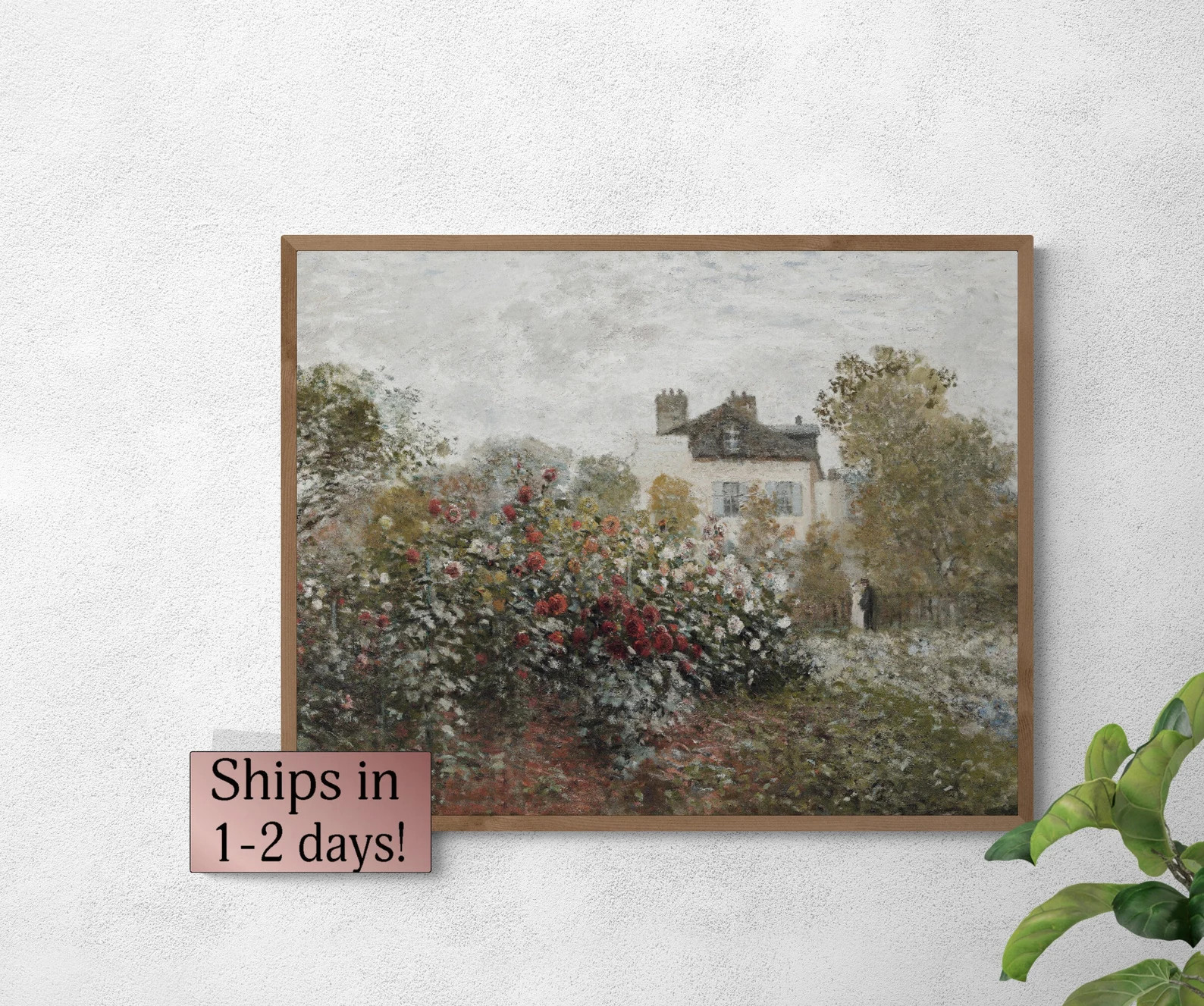 Vintage Oil Painting Monet Rose Garden Wall Art, Vintage Muted Garden Print, Cottage Art Print, F... | Etsy (US)