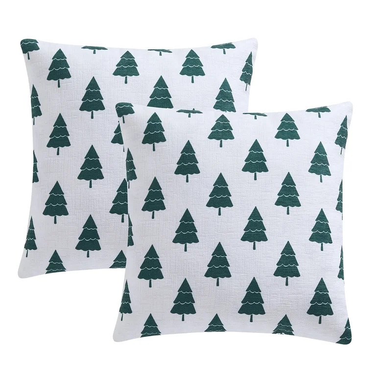 Mainstays 18" x 18" Green Trees Chenille Decorative Pillows (2 Count) | Walmart (US)