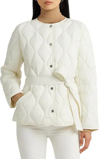 Collarless Belted Quilted Jacket | Nordstrom