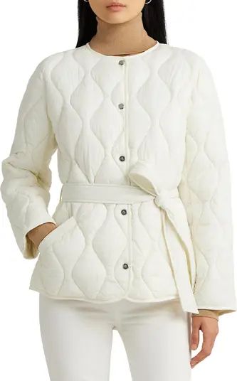 Collarless Belted Quilted Jacket | Nordstrom