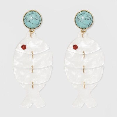 SUGARFIX by BaubleBar Embellished Fish Drop Earrings - White | Target