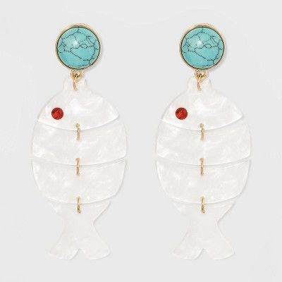 SUGARFIX by BaubleBar Embellished Fish Drop Earrings - White | Target