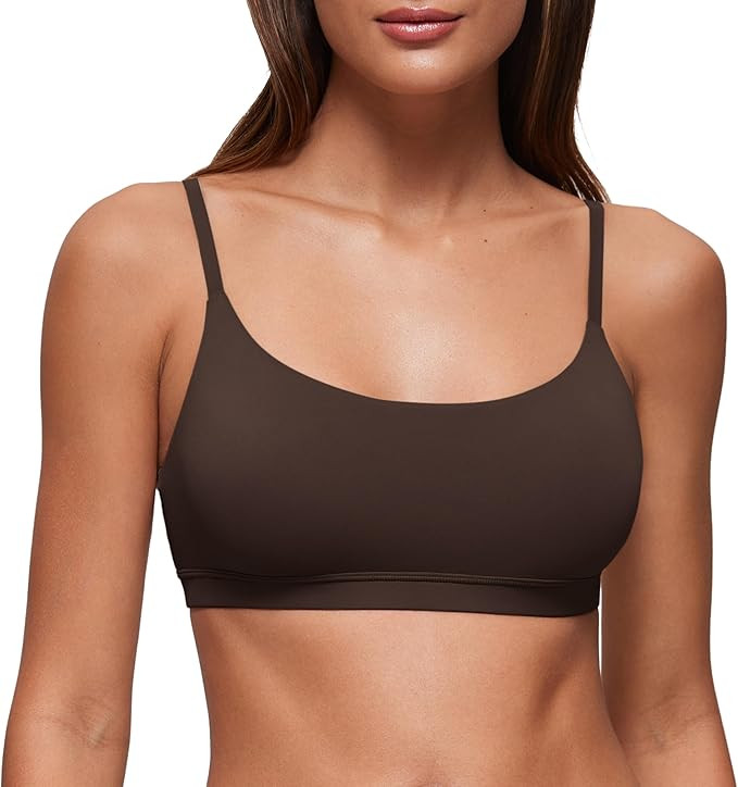 CRZ YOGA Softhold Women's Double Lined Bralettes - Scoop Neck Adjustable Straps Unlined Cami Wire... | Amazon (US)