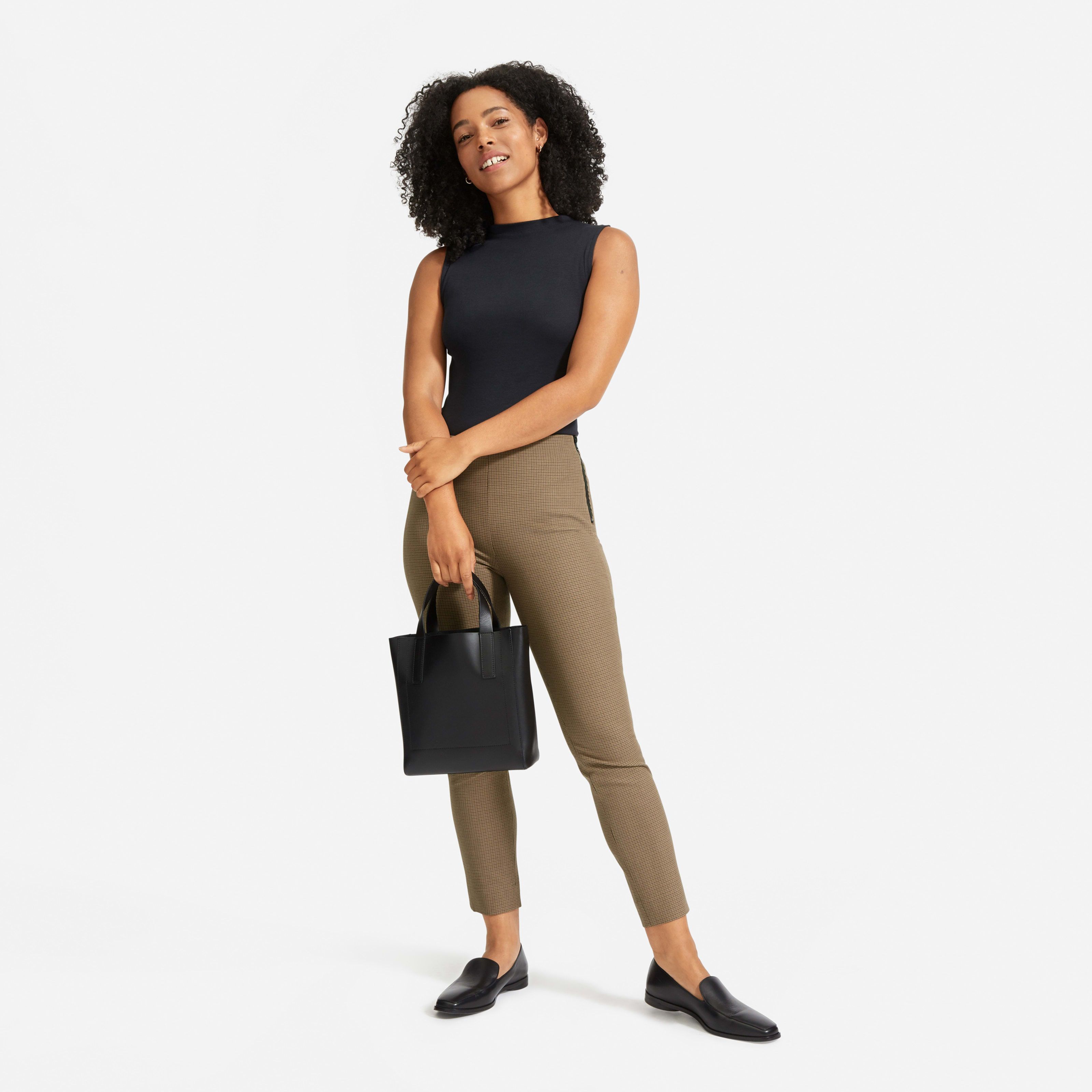 Women's Side-Zip Stretch Cotton Pant by Everlane in Cocoa Brown Houndstooth, Size 12 | Everlane
