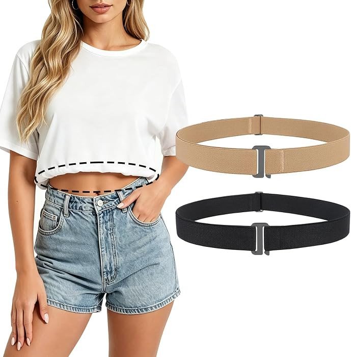JASGOOD Crop Top Tuck Waist Band for T-Shirts Adjustable Sweater Tuck Band Belt Elastic Belts for... | Amazon (US)