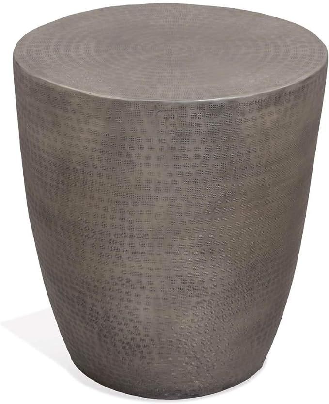 Riverside Furniture Nadene 19" Aluminum and Hardwood Drum Design Glam Style Metal Accent End Tabl... | Amazon (US)