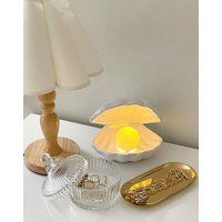 Shell Jewelry Tray Table Lamp | 2 Color/Clam Shell Decorative Ceramic Pearl Mini Mid Century Art Dec | Etsy (CAD)