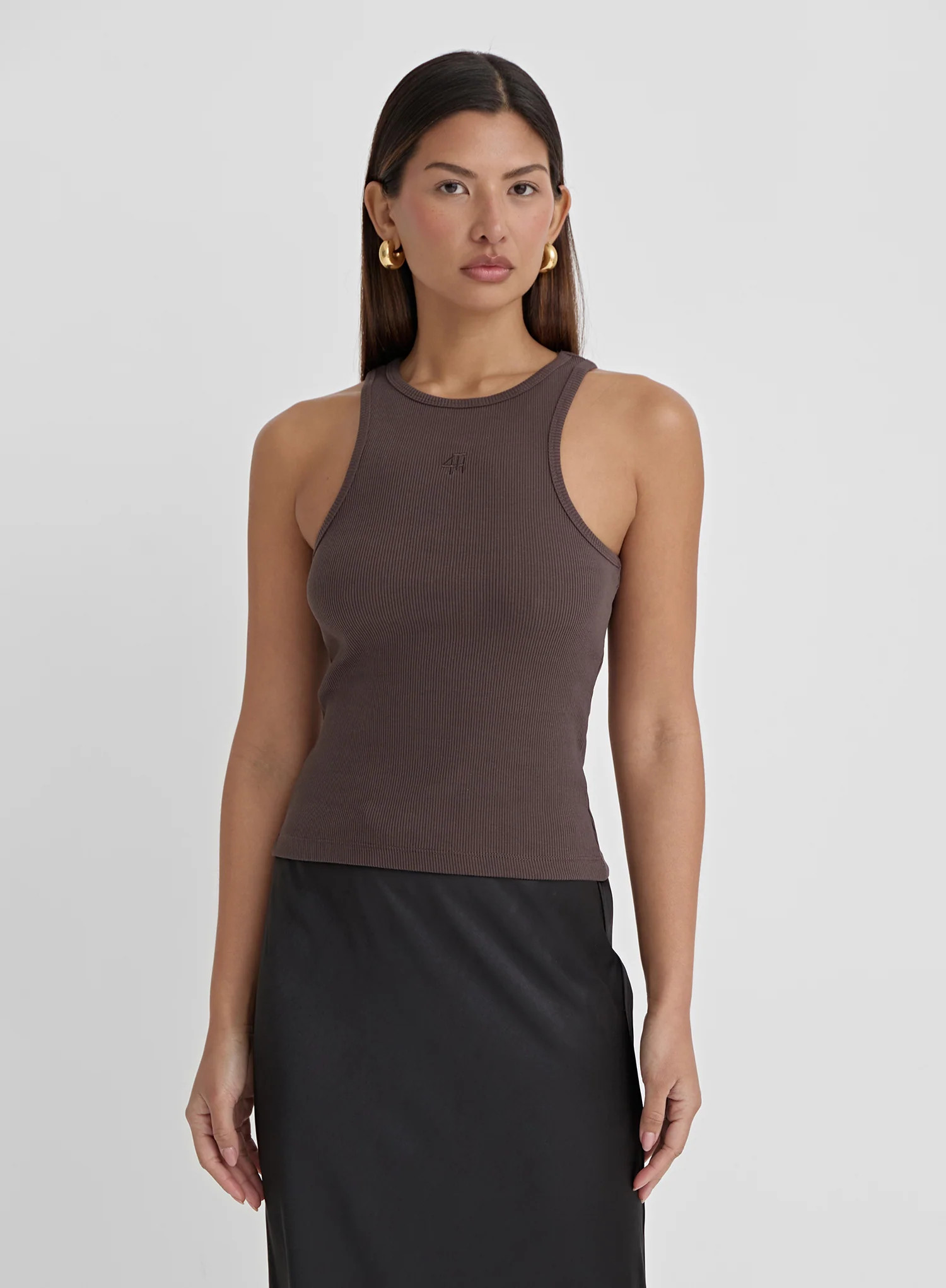 Chocolate Brown 4th Branded Racer Vest Top- Everyday | 4th & Reckless