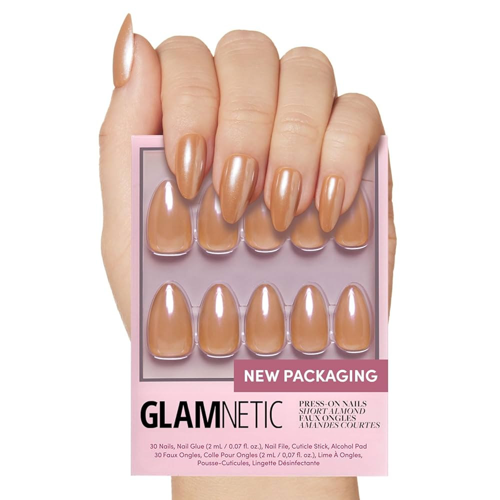 Glamnetic Press On Nails - Maple Glaze | Short Almond Nude Brown Neutral Nails with Glaze Finish ... | Amazon (US)