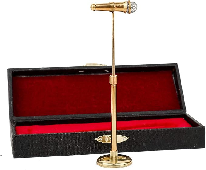 Miniature Microphone with Case Mini Musical Instrument Microphone Replica Model Fit for 1:12 Acti... | Amazon (US)