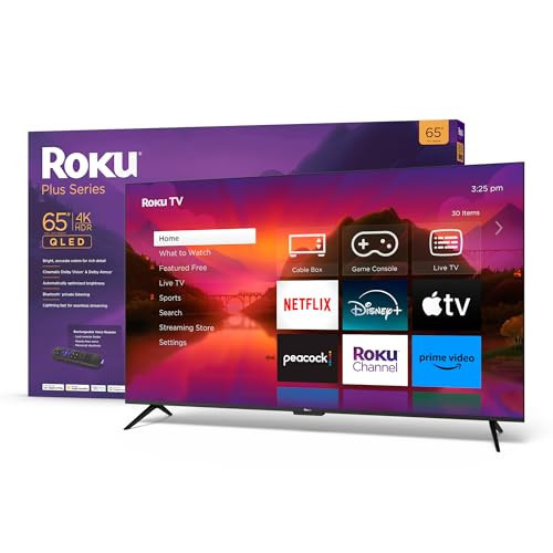 Roku Smart TV – 65-Inch Plus Series 4K QLED RokuTV with Roku Voice Remote Pro, Dolby Vision, Striking 4K Resolution, Automatic Brightness, & Seamless Streaming – Live Local News & Sports | Amazon (US)