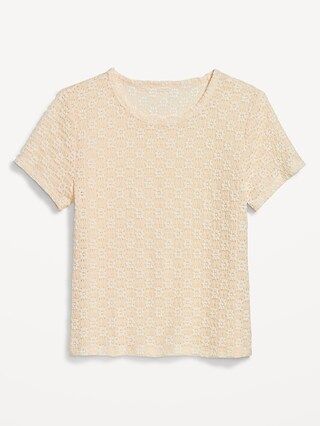 Fitted Short-Sleeve Lace Top for Women | Old Navy (US)