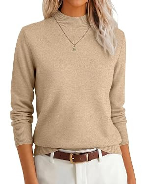 ANRABESS Women's Long Sleeve Mock Neck Pullover Sweaters | Lightweight Crewneck Sweater, 2026 Fal... | Amazon (US)