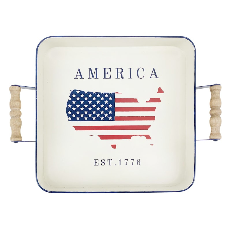 Patriotic America Metal Tray, 15" | At Home