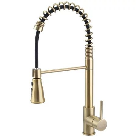 LHDDDD Brass Kitchen Faucet High Arc Spring Kitchen Sink Faucet with Sprayer Single Handle Hole Pull | Walmart (US)