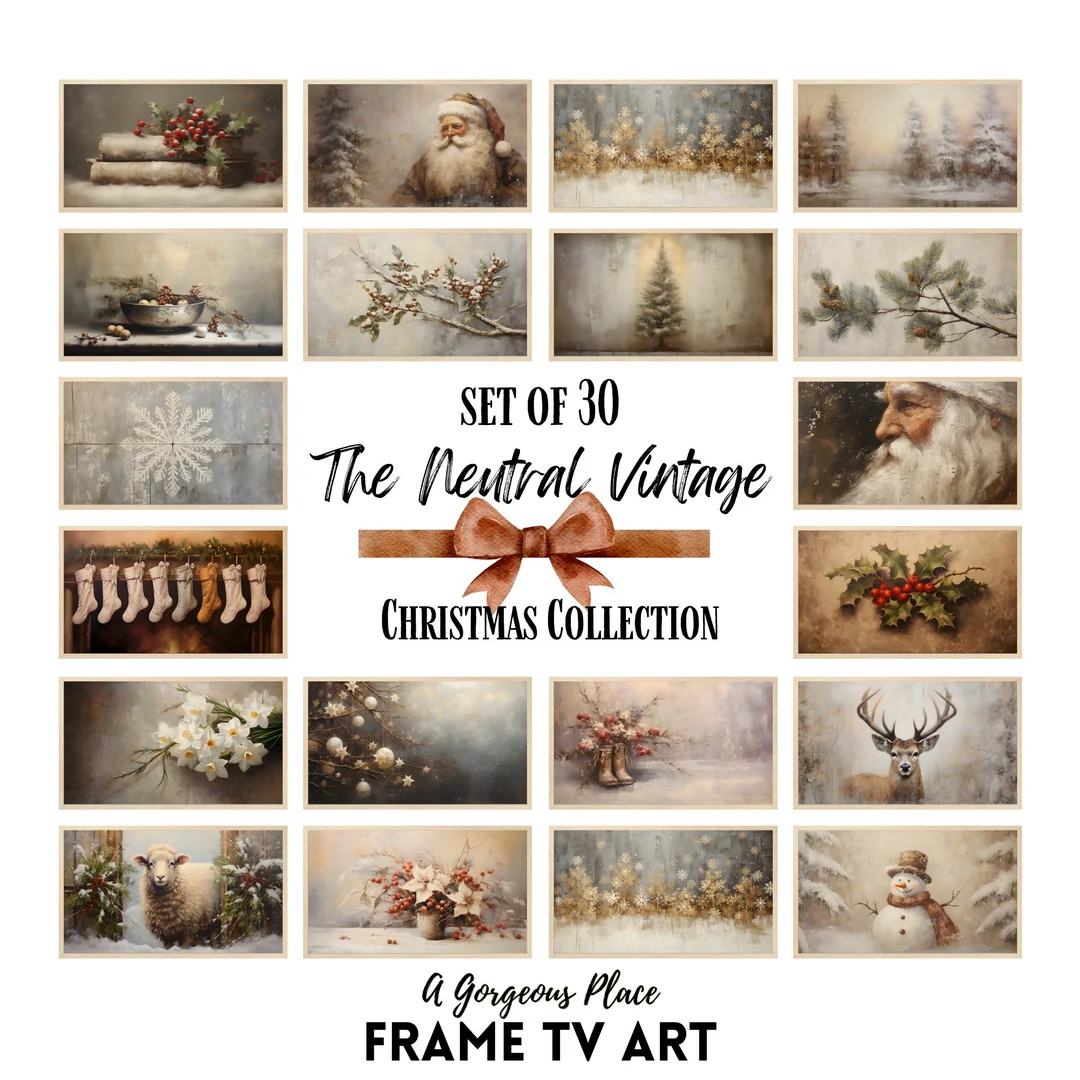 Frame Tv Art Christmas Neutral TV Art Frame Tv Art Pack - Etsy | Etsy (US)