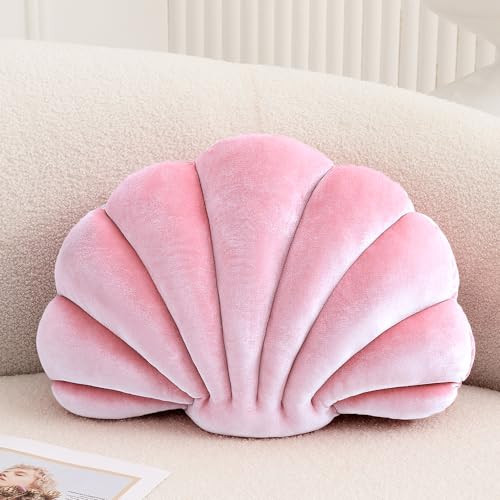 XIAIJIA Seashell Decorative Pillow Shell Shaped Throw Pillow 3D Insert Beach Pillow Soft Velvet Pillow Sea Ocean Decoration Couch Bed Pillow Cushions(Pink,14 X 11 inch) | Amazon (US)