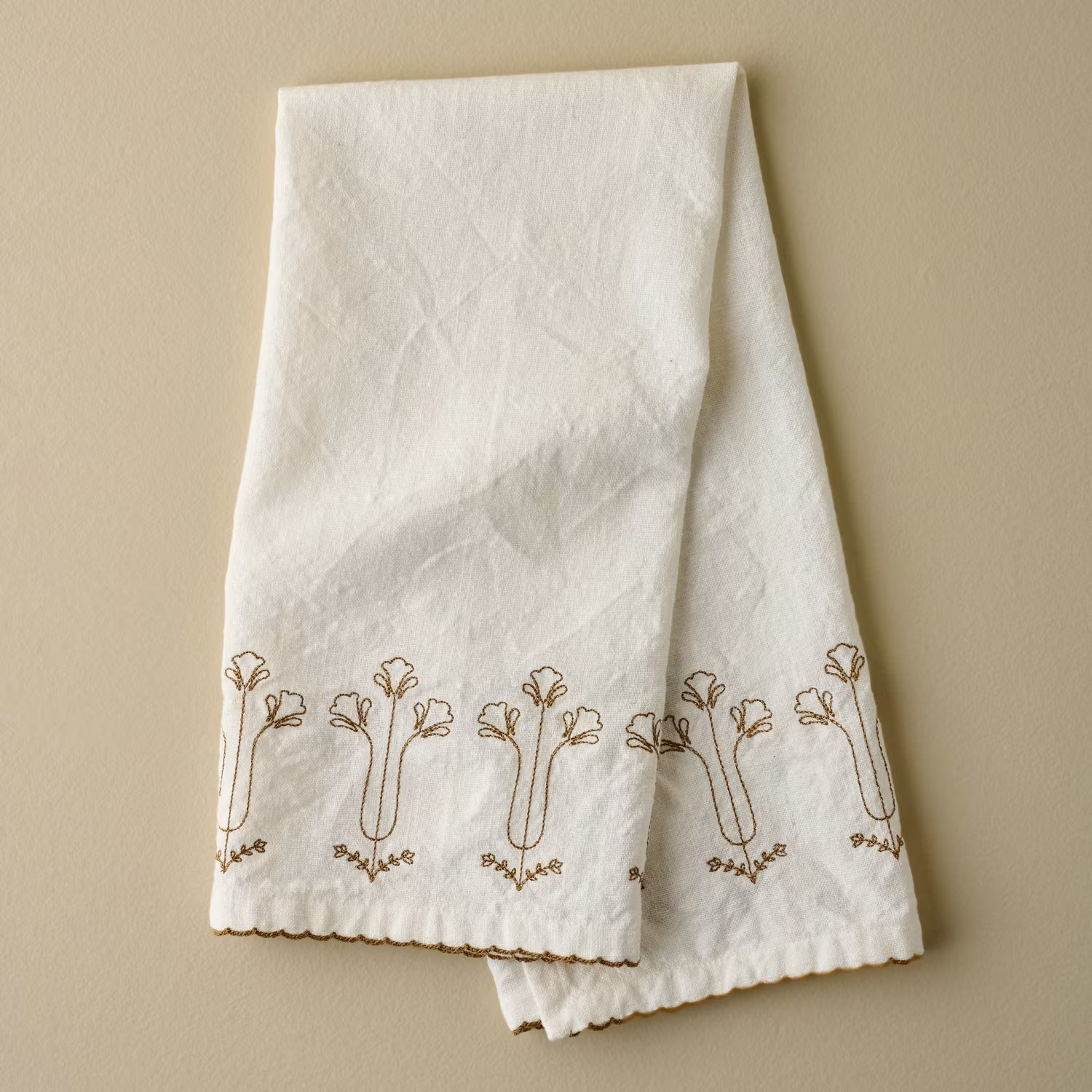 Magnolia Tulip Embroidered Tea Towel | Magnolia