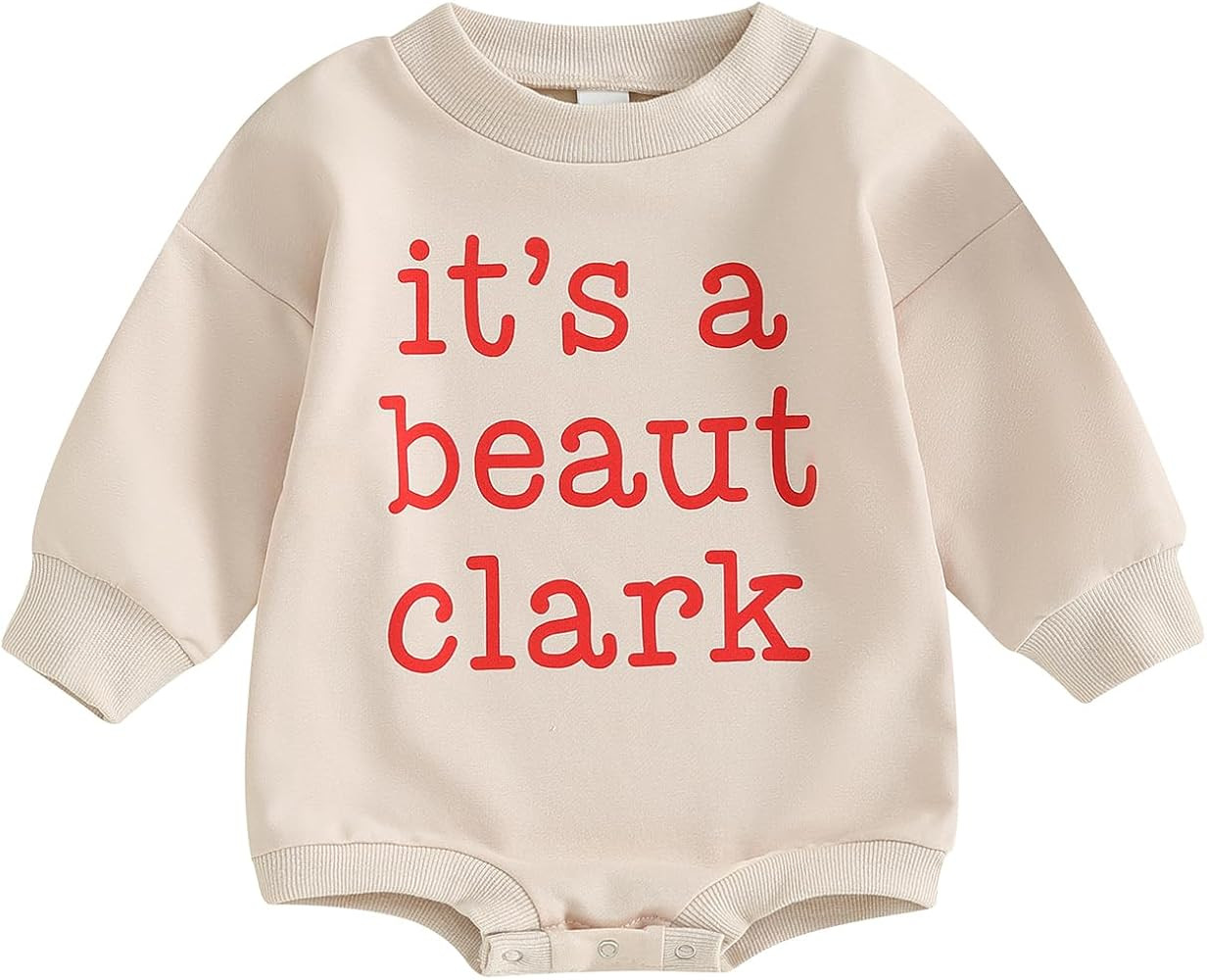 Karuedoo Christmas Baby Boy Girl Clothes Santa Claus Sweatshirt Romper Crewneck Oversized Long Sl... | Amazon (US)