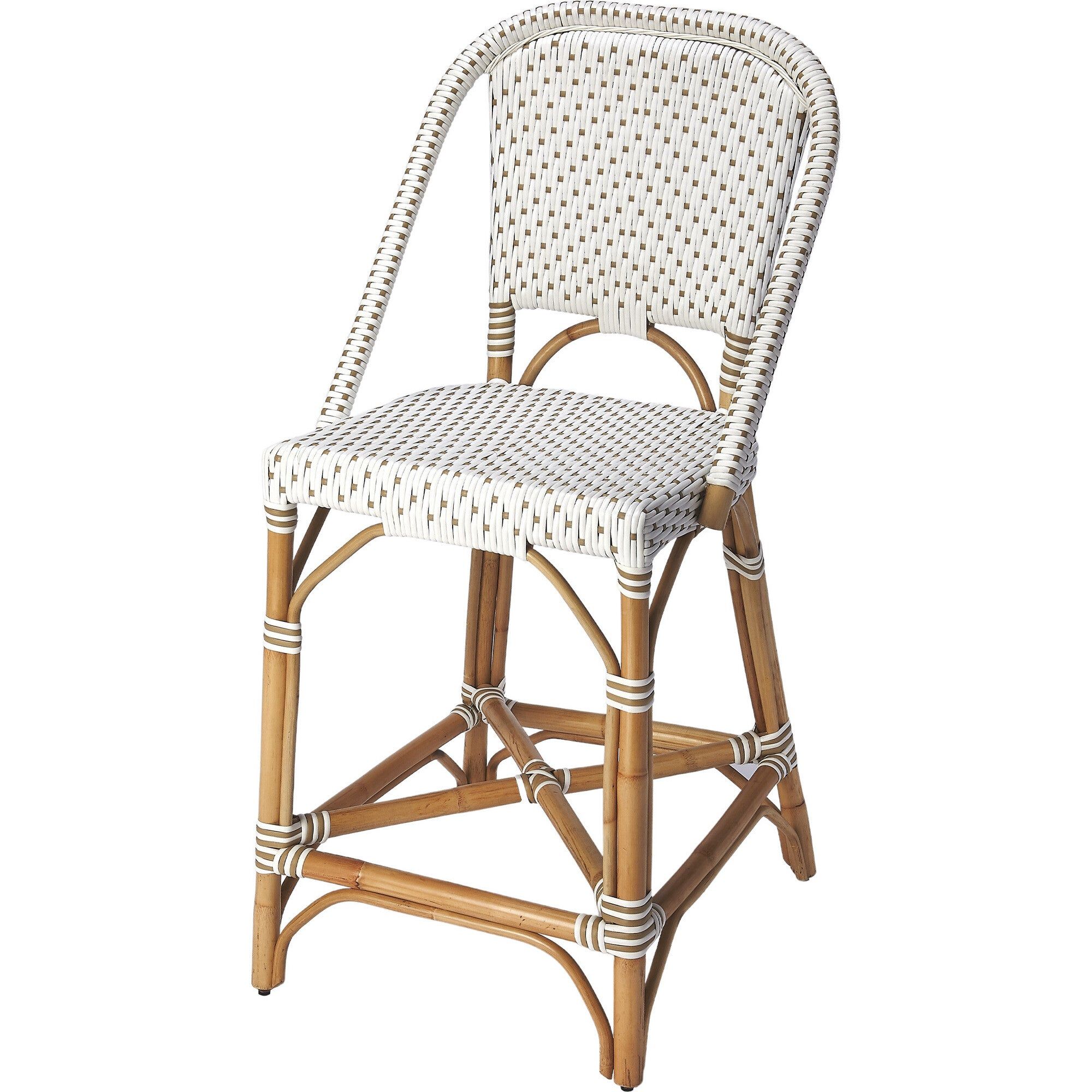 Solstice Rattan 25" Counter Stool, White and Tan Dot | Maisonette