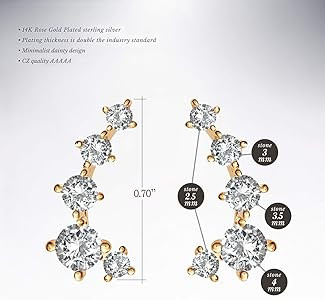 PAVOI 14K Gold Plated Cubic Zirconia Ear Crawler | Cuff Earrings | Hypoallergenic Stud Ear Climbe... | Amazon (US)