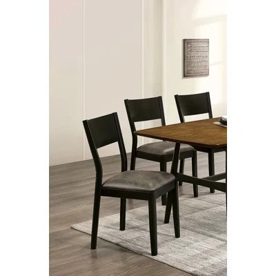 Mid-Century Modern Black And Gray Side Chairs Set Of 2 Chairs Dining Room Furniture Leatherette Seat Elegant Kitchen Dining Room Solid Wood Two-Tone C | Wayfair North America